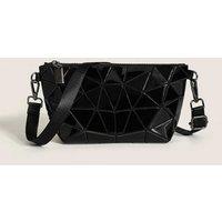 Unisex Black Geometric Diamond Checkered Shoulder Bag - Versatile Crossbody Purse, Metal Chain, Multiple Colours