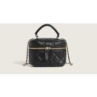 Unisex Black Mini Crossbody Chain Shoulder Bag - Classic Vegan Leather Purse, Adjustable Strap, Multiple Sizes