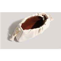 Unisex White Pleated Cloud Vegan Leather Underarm Bag - Contemporary Shoulder & Crossbody Purse