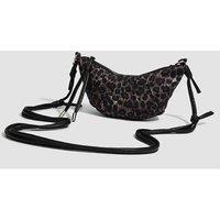 Unisex Black Retro Leopard Print Vegan Leather Crossbody Purse - Adjustable Strap, Lightweight, Classic Style