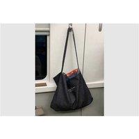 Black Large-Capacity Denim Tote Shoulder Bag for Women - Classic Canvas, Adjustable Strap, Everyday Handbag