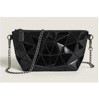 Unisex Black Diamond Luminous Laser Crossbody Bag - Vegan Leather, Adjustable Strap, Trendy Shoulder Purse