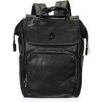 Black Leather Baby Changing Bag Backpack - Award-Winning, Large Capacity, Unisex Style