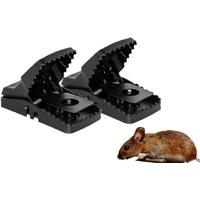 Durable ABS Mouse Trap Set - 4 or 6 Pack, Black Spring-Loaded