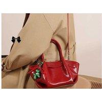 Unisex Christmas Red Vegan Leather Crossbody Purse - Adjustable Strap, Dumpling Shape, Compact Handbag