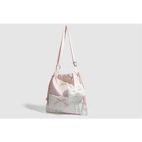 Unisex Black Vegan Leather Bow Stripe Shoulder & Crossbody Tote Bag - Pink, Adjustable Strap, Spacious, Lightweight