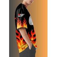 Oversize Blazing Torque Premium Cotton T-Shirt for Men - Black, Relaxed Fit, Trendy Statement Print