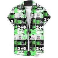 Neo Grid 240 Green Rayon-Polyester Shirt - Classic Fit, Breathable Streetwear
