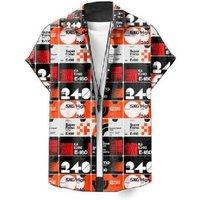 Neo Grid 240 Orange Classic Fit Streetwear Shirt - Rayon Polyester, Breathable, Laid-Back Style