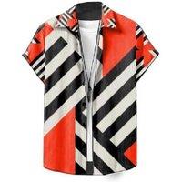Neo Red Stripe Printed Rayon-Polyester Shirt - Breathable Relaxed Fit Streetwear for Men