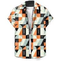 Retro Shift 1974 Orange Shirt - Men's Trendy Rayon-Polyester Summer Top