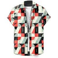 Retro Shift 1974 Red Shirt - Men's Rayon-Polyester Printed Beach Shirt, Breathable, Relaxed Fit
