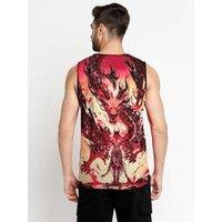Dragon Fighter Sleeveless Sando - Men's Multicolour Dri-Fit Gym Vest, Breathable & Athletic Fit
