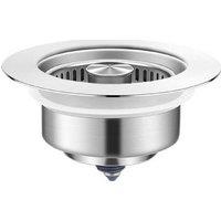3-in-1 Stainless Steel Kitchen Sink Drain Strainer - Multi-Function Cleaner & Odour Blocker