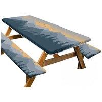 Outdoor Picnic Table Cover Set - Portable, Weather-Resistant Tablecloth & Bench Covers