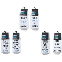 Black Best Dad Ever Cotton Crew Socks - 1 to 4 Pairs, Fun Slogan Gift for Men, UK Size 7-11