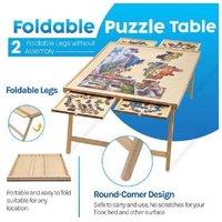 Luxury Foldable Wooden Puzzle Table for Kids & Families - Creative Play, Ages 6+, Educational Toy Table