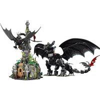 Night Shadow Dragon Taming Master with City Puzzle Building Blocks Set