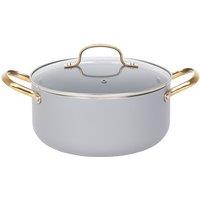 Grey & Gold 10 Pc Non-Stick Induction Cookware Set - Aluminium, Ceramic, Oven Safe, Modern Style
