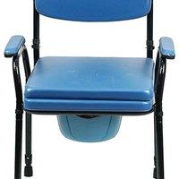Adjustable Padded Steel Commode Chair with Pan - Freestanding Toilet Aid Seat for Elderly & Disabled