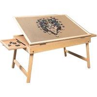 Wooden Puzzle Table with Folding Legs & Storage Drawers - 1000 Piece Capacity