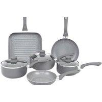 9 Pc Grey Marble Non-Stick Induction Cookware Set - Aluminium, Modern, Multi-Size Pans