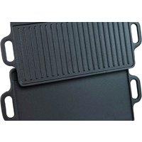 Cast Iron Reversible Griddle Plate - Non-Stick BBQ Grill Pan with Handles, Heavy Duty, 45cm