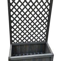 Grey Wooden Lattice Planter with Trellis - Solid Fir Outdoor Flower Pot