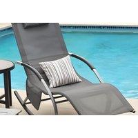 Grey Textilene Rocking Sun Lounger Recliner - Weather-Resistant Steel Frame, Headrest, 120kg Capacity