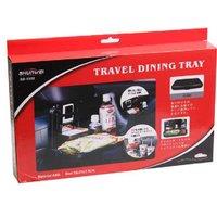 Folding Car Storage & Dining Table - Black, ABS & Aluminium, Compact Rear Seat Solution