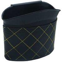 Waterproof Car Trash Can Storage Bin - Black with Yellow Line, Large Capacity, Portable