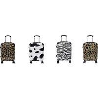20-Inch Hard Shell Printed Cabin Suitcase w/ Wheels & Built-In Lock - 4 Prints