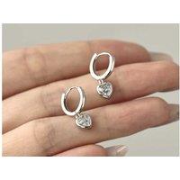 925 Sterling Silver Gold Hoop Earrings with 0.5Ct Heart Cut Zircon - Hypoallergenic, Polished Finish