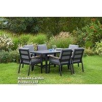 6 Seater Aluminium Weather-Resistant Garden Dining Set - Modern Anthracite Outdoor Furniture