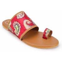 Black Urban Chic Multicolour Leather Kolhapuri Flat Sandals - Women's Ethnic & Casual Footwear