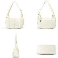 Black Small Nylon Puffer Crescent Shoulder Bag - Convertible, Water-Resistant, Multi-Compartment Purse