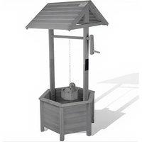 Novelty Wishing Well & Built-In Bucket Planter - Wooden, Perfect for Gardens & Patios - 2 Colours