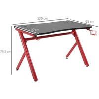 74.5cm Ergonomic Gaming Computer Desk Workstation with LED, Headphone Hook & Cup Holder - MDF & Steel, Spacious Design