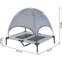 PawHut Elevated Outdoor Dog Bed with Removable Canopy - Heavy-Duty Steel Frame, Portable, Medium Breeds