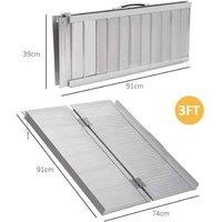 Folding Aluminium Mobility Ramp with Handle - 38.5" - Heavy-Duty, Portable, Anti-Slip
