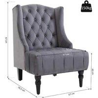 Velvet Tufted Tall Wingback Accent Chair - French Style, Plush, 150kg Capacity