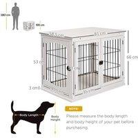 PawHut MDF 3-Door Indoor Pet Cage - Contemporary White Dog Crate Furniture, Easy-Clean, Secure, Multi-Access