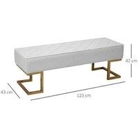 120cm PU Leather Ottoman Bench - Modern Bed End & Lounge Seating, Gold Metal Legs