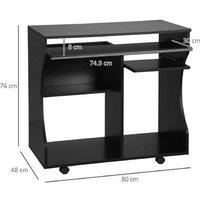 Black Compact Multi-Storage Work Desk with Wheels - Space-Saving Living Room Office Table