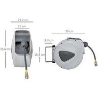 DURHAND Retractable Air Hose Reel 15m + 140cm - 3/8" Heavy-Duty Wall-Mountable Hose for Compressors & Air Tools