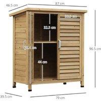 Heavy-Duty Wooden Garden Tool Storage Shed - Double Door, Solid Fir, Weather-Resistant, 2 Shelves