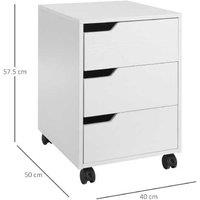 3 Drawer Mobile File Cabinet with Wheels - Sturdy MDF Office Storage Unit