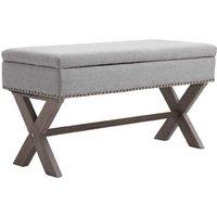 Grey Bentwood Storage Ottoman Bench - Rubber Wood Frame, Foam Top, Modern Bedroom or Living Room Seat