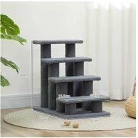 PawHut 4-Step Plush Pet Stairs - Engineered Wood, Berber Fleece, Portable Ramp for Small & Senior Pets