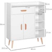 Scandi Sideboard Storage Cabinet with Drawer & Shelves - Wood Legs, Multi-Room, Organiser
